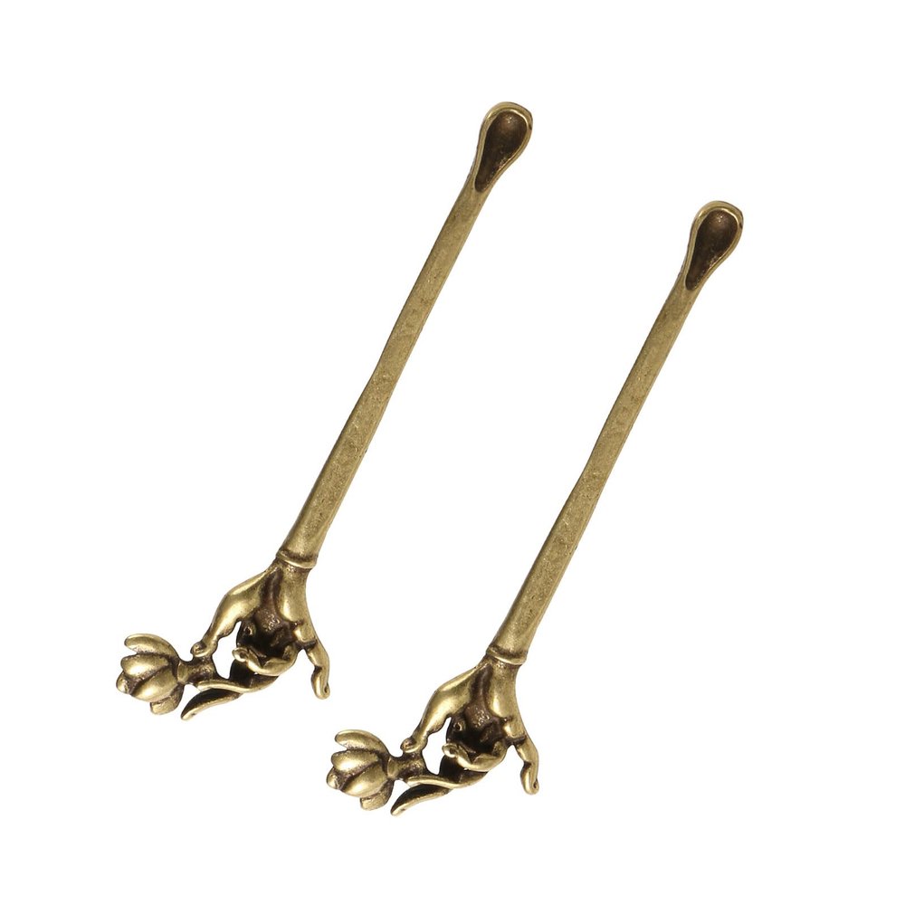 2 Pieces Retro Ear Pick Guanyin Hand Flower Ear Spoon Ear Waxed Removal Tool Buddhas Hand Ear Scoops For Ears