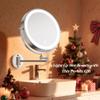 10'' 30X/1X Wall Mounted Lighted Makeup Mirror, 5000mAh Rechargeable Double-Sided Magnifying Mirror with Light, LED Vanity Mirror Touch Dimmable 3 Colors 360 Rotation Extended Foldable Arm, Chrome view 2