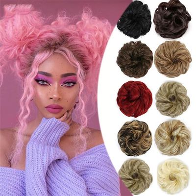 Hair Bun, 6" Messy Curly Hair Bun Extensions - Elastic Scrunchies for Women Updos,for Daily Wear(Dark gray)
