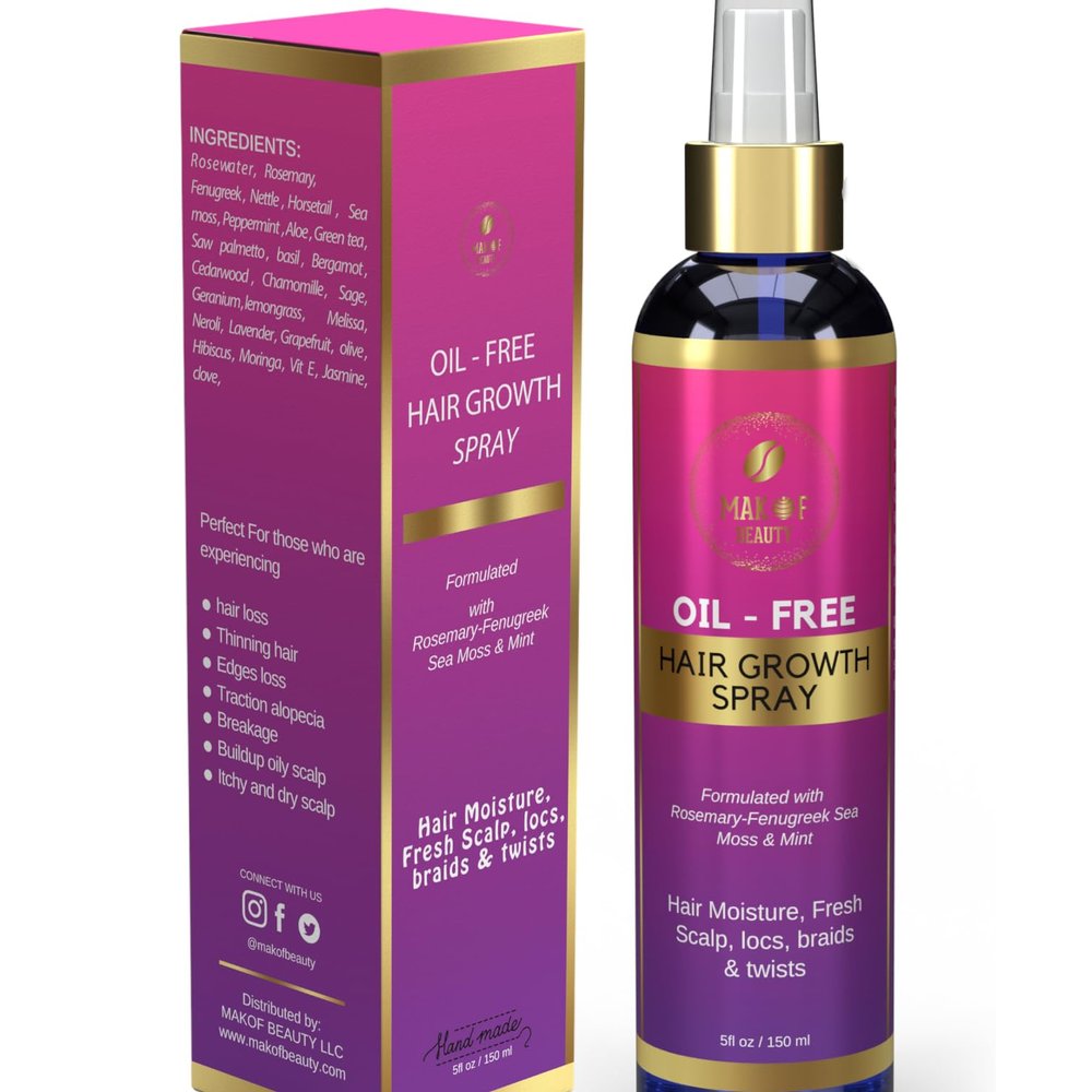 Hair Growth Tonic Spray with Rosemary, Mint and Sea Moss, Scalp Treatment, Provide intense Hydration and Moisture. Speed Hair Growth Process and Soothe Scalp 5 oz