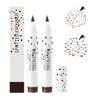 2 Pcs Freckle Pen Set, Natural Lifelike Faux Freckles Pen Waterproof, Long - Lasting and Quick Dry, Create Natural Sunkissed Skin Makeup for Beginners or Professional (Natural Coffee+Light Brown)