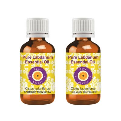 dve herbes Labdanum Essential Oil (Cistus ladaniferus) Pure | Viscous Texture | Rich Aroma | Unisex | All Skin Types | for External Use Only | Natural Extract | Steam Distilled 10ml X 2 (0.67 oz)