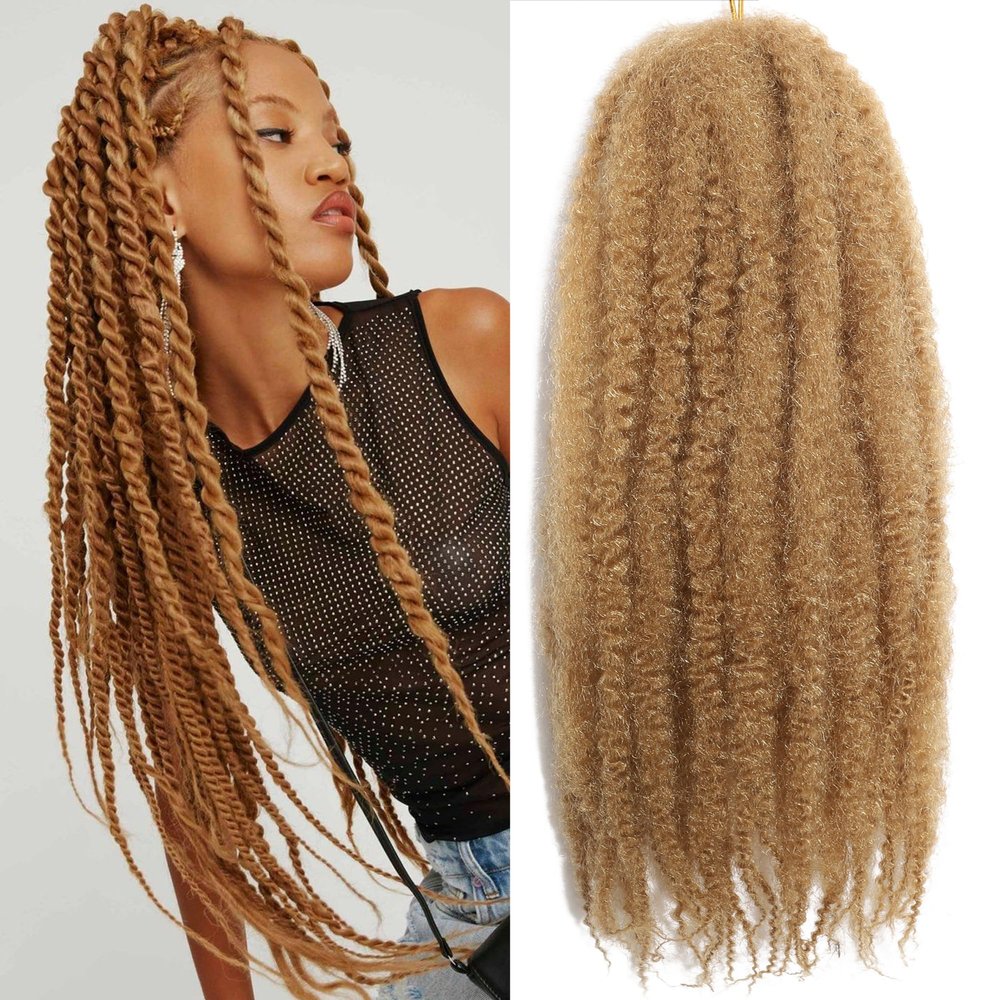 105 Strands Marley Twist Braiding Hair 16 Inch 7 Packs Marley Twist Hair 27# Long Marley Hair for Women Faux Locs Afro Twist Hair Extensions (27#, 16INCH(pack of 7))