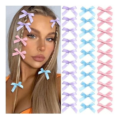 150 PCS Bow Hair Clips,1.57 Inch Small Hair Bow Clip for Crafts, Clothing Embellishment, Embroidery, DIY Decoration, Applique Arts, Stage, Concert, Christmas, Ballet Style (Color E)