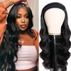 Fylora Headband Wig Human Hair Body Wave 14 Inch Headband Wigs for Black Women Brazilian Virgin Hair Wear and Go Glueless Wig None Lace Front Wigs for Beginners 150% Density Natural Black Color view 1