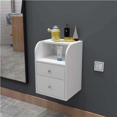 GZYWZXL Floating Salon Station with Drawers, Wall Mounted Salon Stations for Hair Stylist, Barber Station with Hair Dryer Stand, Simple Salon Storage Cabinets for Barber(White)
