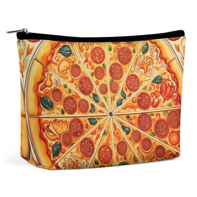 TKJMCSW A Full Pizza Cosmetic Bags for Women Men Waterproof Travel Toiletry Bag Large Capacity Makeup Bags PU Leather Cute Makeup Pouch Protable Travel Bag for Toiletries