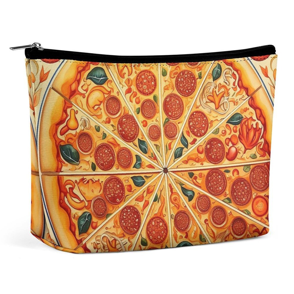TKJMCSW A Full Pizza Cosmetic Bags for Women Men Waterproof Travel Toiletry Bag Large Capacity Makeup Bags PU Leather Cute Makeup Pouch Protable Travel Bag for Toiletries