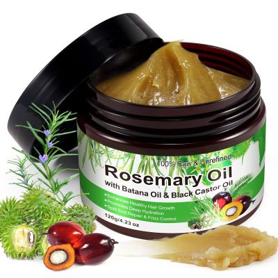 3-in-1 Rosemary Hair Oil Mask with Biotin, Jamaican Black Castor Oil & Batana Oil, 4.23 oz  Deep Repair Treatment for Dry, Frizzy, Damaged Hair, Split End Control & Hair Growth, Vegan Hair Care