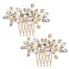 2Pcs Bridal Wedding Hair Comb Gold Rhinestone Hair Piece Sparkle Metal Crystal Hair Accessories for Bride Bridesmaids Women Girls view 1