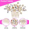 2Pcs Bridal Wedding Hair Comb Gold Rhinestone Hair Piece Sparkle Metal Crystal Hair Accessories for Bride Bridesmaids Women Girls view 3