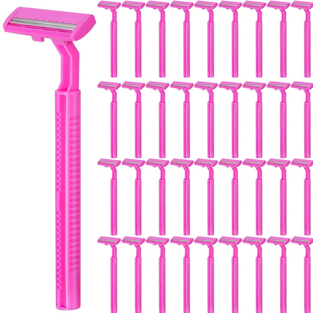 Clothsport 240 Pack Disposable Twin Blade Razors Individually Wrapped, Clear Safety Cap Multipurpose Portable Shave Razor for Man Woman Bathing Hotel Travel Pink)