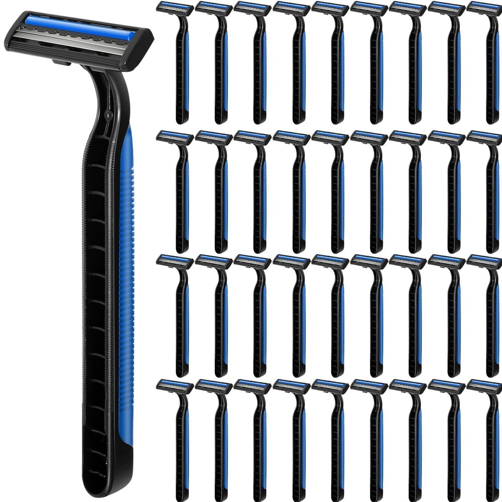 Clothsport 240 Pack Disposable Twin Blade Razors Individually Wrapped, Clear Safety Cap Multipurpose Portable Shave Razor for Man Woman Bathing Hotel Travel Blue)