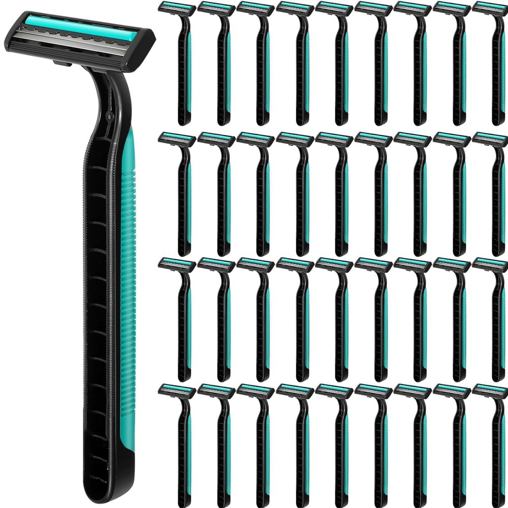 Clothsport 240 Pack Disposable Twin Blade Razors Individually Wrapped, Clear Safety Cap Multipurpose Portable Shave Razor for Man Woman Bathing Hotel Travel (Green)