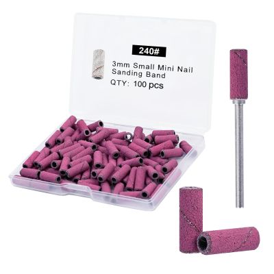 100 Pcs Nail Drill Bits Sanding Bands for Nail Drill, Nail Tips for Drill Bits Nail Tech,240 Grit Sanding Bands for Acrylic Nails Gel Manicures and Pedicure, Red