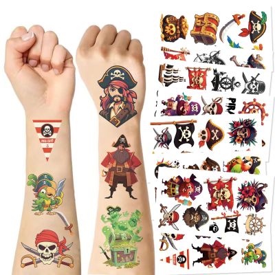 10Sheets Pirate Tattoos-pirate stickers,Waterproof, Fun Designs for Parties, Easy to Apply, 3x3 Inches, Perfect for Pirate-Themed Birthday Parties,Pirate Party Decorations