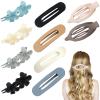 10PCS Matte Flower Hair Clips for Women - Non-Slip Lay Down Claw Clips for Thin/Thick/Curly Hair, Strong Hold for Work & Sports-3 Styles view 1
