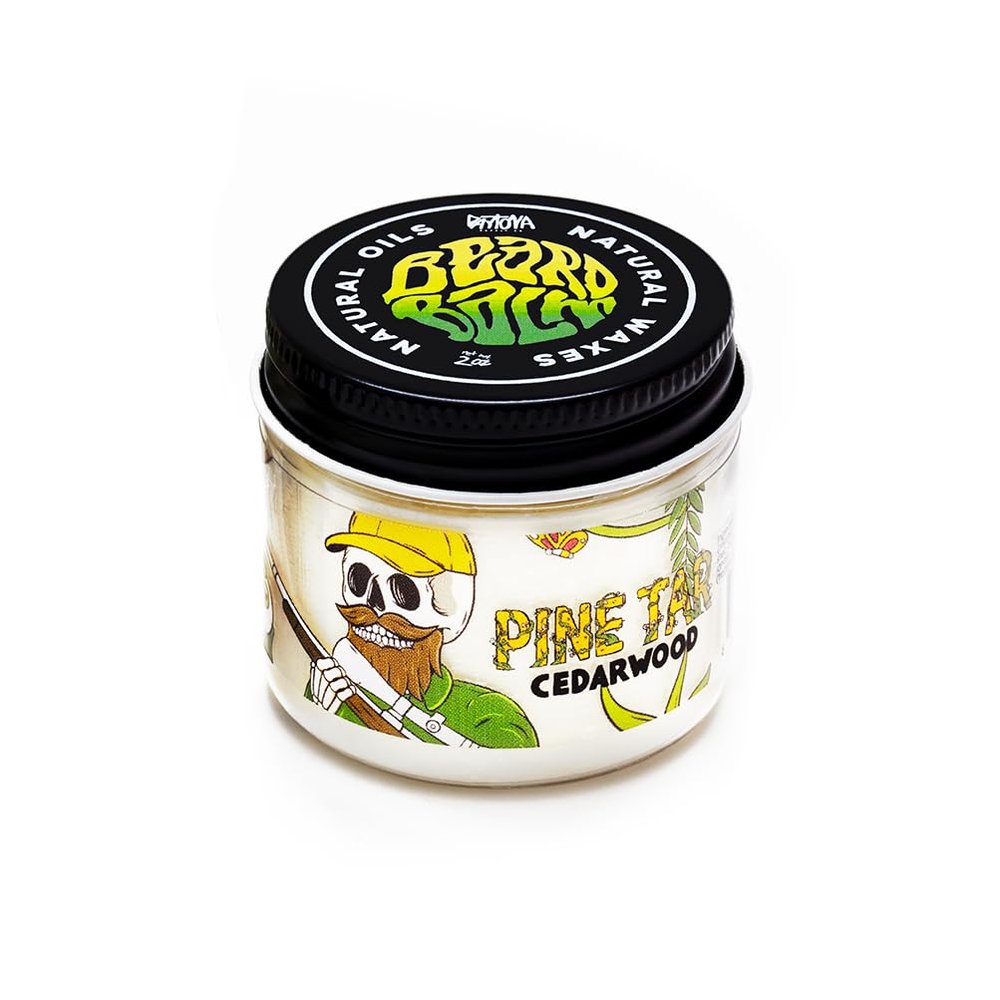 Beard Balm with Natural Beeswax, Jojoba Oil, Virgin Shea Butter & Vitamin E that Protects, Conditions, Tames and Styles Your Beard (Pine Tar Cedarwood)