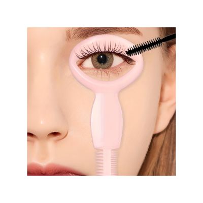 3 in 1 Eyelash Tool, Mascara Application Shield Guard with Comb, Reusable Eyelash Guard and Mascara Tool Guard for Smudge-Free Eye Makeup, Pink