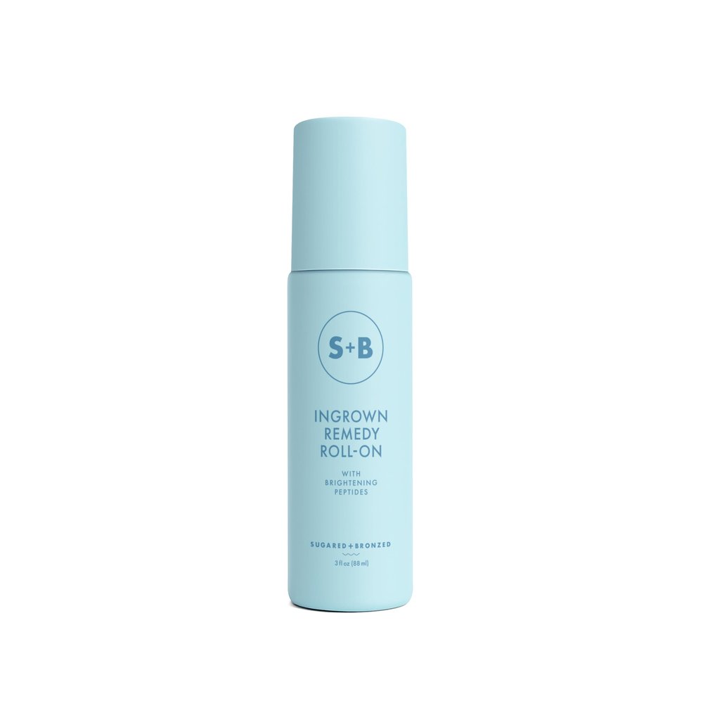 SUGARED + BRONZED Ingrown Remedy Roll-on with Brightening Peptides - Ideal for Bikini Area & Underarms - Prevents Ingrown Hair, Razor Bumps, Redness, & Irritation Post Hair Removal (3 Fl Oz)