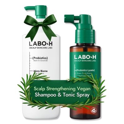 LABO-H Scalp Strengthening Shampoo with Scalp Strengthening Tonic Serum Spray for Hair Growth & Anti-Loss | Vegan Korean Haircare with Rosemary Oil