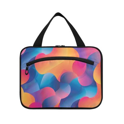 Abstract Gradient Color Pattern hanging cosmetic bag for women with hook, designer multifunctional makeup cosmetic bag for accessories for women travel cartera para maquillaje M