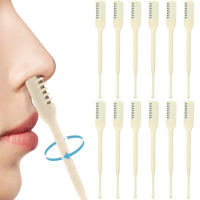 12Pcs Nose Hair Trimmer for Men Women Double Head 360 Rotary Nose Trimmer with Ear Picker Washable Reusable Portable Hair Clippers with Storage Box