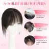 S-noilite Real Human Hair Topper with Bangs 3603D Cover Hair Toppers for Women with Wispy Bang Natural Black Clip on Bangs for Daily Wear view 2