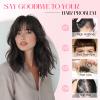 S-noilite Real Human Hair Topper with Bangs 3603D Cover Hair Toppers for Women with Wispy Bang Natural Black Clip on Bangs for Daily Wear view 4