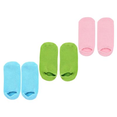PartyKindom 3pairs Moisturizing Foot Socks Gel-Infused Spa Socks for Dry Cracked Feet Care Green for Overnight Use and Daily Hydration