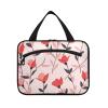 Blush and Red Flower Pattern hanging travel size toiletries kit with hook, designer waterproof toiletry bag for traveling women gym bolso de maquillaje para mujer M view 1