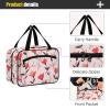 Blush and Red Flower Pattern hanging travel size toiletries kit with hook, designer waterproof toiletry bag for traveling women gym bolso de maquillaje para mujer M view 4