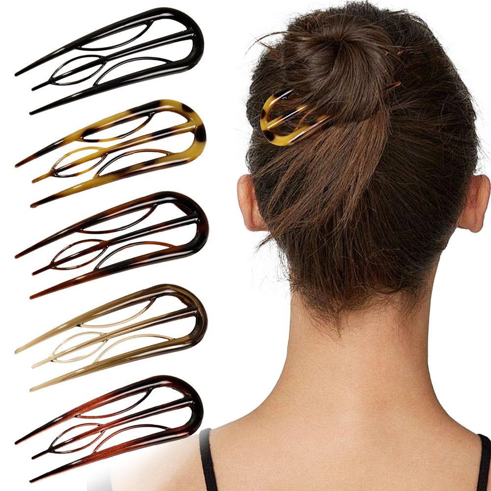 5PCS French Hair Clips, U Shaped French Hair Pins, Large Styling Pins for Thin Thick Hair, No Slip Hair Fork, French Pin, French Twist Clips For Women Girls