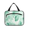 Abstract Watercolor Mint Green Cream White hanging travel size toiletries kit with hook, designer compact toiletry kit for travel essentials traveling estuche para maquillaje M view 1