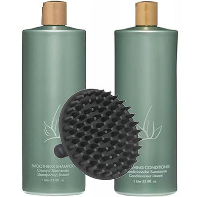 Agave Smoothing Shampoo & Conditioner 1 Liter Duo Set + M Hair Designs Scalp Brush  Frizz Control, Hydrating Hair Care for Soft, Smooth, Shiny Hair