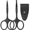 Eyebrow & Rounded Tips Nose Hair Scissors with Carrying Pouch for Men Women,Stainless Steel Small Scissors for Grooming Brow, Beard, Mustache, Eyelashes, Ear Hair,Hair Cutting (Black) view 1