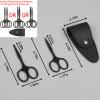Eyebrow & Rounded Tips Nose Hair Scissors with Carrying Pouch for Men Women,Stainless Steel Small Scissors for Grooming Brow, Beard, Mustache, Eyelashes, Ear Hair,Hair Cutting (Black) view 4