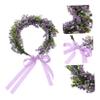 ERINGOGO 1pc Lavender Floral Crown Handmade Simulation Wreath Headpiece for Beach Vacation Weddings Parties and Special Occasions Lightweight Elegant Design view 4