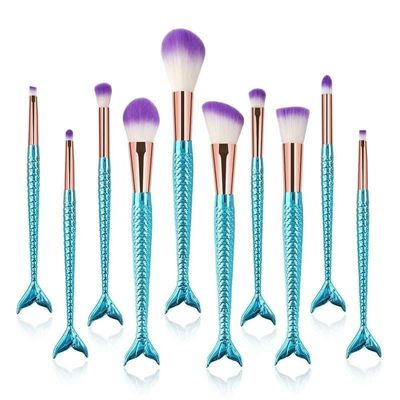 10Pcs Mermaid Style Makeup Brush Set D