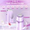 Bikini Trimmer for Women, 2-in-1 Painless Electric Razor with Ceramic Blade, Cordless for Sensitive Skin, Waterproof Dual Head Shaver Women for Facial and Body (Purple) view 2