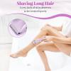 Bikini Trimmer for Women, 2-in-1 Painless Electric Razor with Ceramic Blade, Cordless for Sensitive Skin, Waterproof Dual Head Shaver Women for Facial and Body (Purple) view 3
