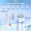 Bikini Trimmer for Women, 2-in-1 Painless Electric Razor with Ceramic Blade, Cordless for Sensitive Skin, Waterproof Dual Head Shaver Women for Facial and Body (Blue) view 2