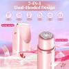 Bikini Trimmer for Women, 2-in-1 Painless Electric Razor with Ceramic Blade, Cordless for Sensitive Skin, Waterproof Dual Head Shaver Women for Facial and Body (Pink) view 2