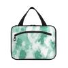 Abstract Watercolor Mint Green Cream White hanging toiletry bag for men with hook, designer essentials bag with compartments for travelers trip bolsa de maquillaje para mujer M view 1