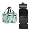 Abstract Watercolor Mint Green Cream White hanging toiletry bag for men with hook, designer essentials bag with compartments for travelers trip bolsa de maquillaje para mujer M view 2