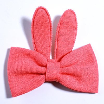 10Pcs 10CM New Rabbit Ears Shape Hair Bows Artifical Fabric Made Boutique Hair Bow For Women Friend (10Pcs Coral, With No Clip)