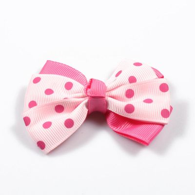 10Pcs 3" Double Grosgrain Dot Flower Bows Organza Hair Bows For Hair Accessories (10Pcs- B, With No Clip)
