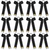 DEEKA 12PCS Collegiate Style Cheer Bows with Glitter Chevrons Tail Skinny College Cheerleader Ponytail Holder for Volleyball Softball Girls (Black/Gold/White) view 1