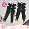 DEEKA 12PCS Collegiate Style Cheer Bows with Glitter Chevrons Tail Skinny College Cheerleader Ponytail Holder for Volleyball Softball Girls (Black/Gold/White) view 4