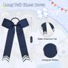 DEEKA 12PCS Collegiate Style Cheer Bows with Glitter Chevrons Tail Skinny College Cheerleader Ponytail Holder for Volleyball Softball Girls (Navy Blue/Silver/White) view 2